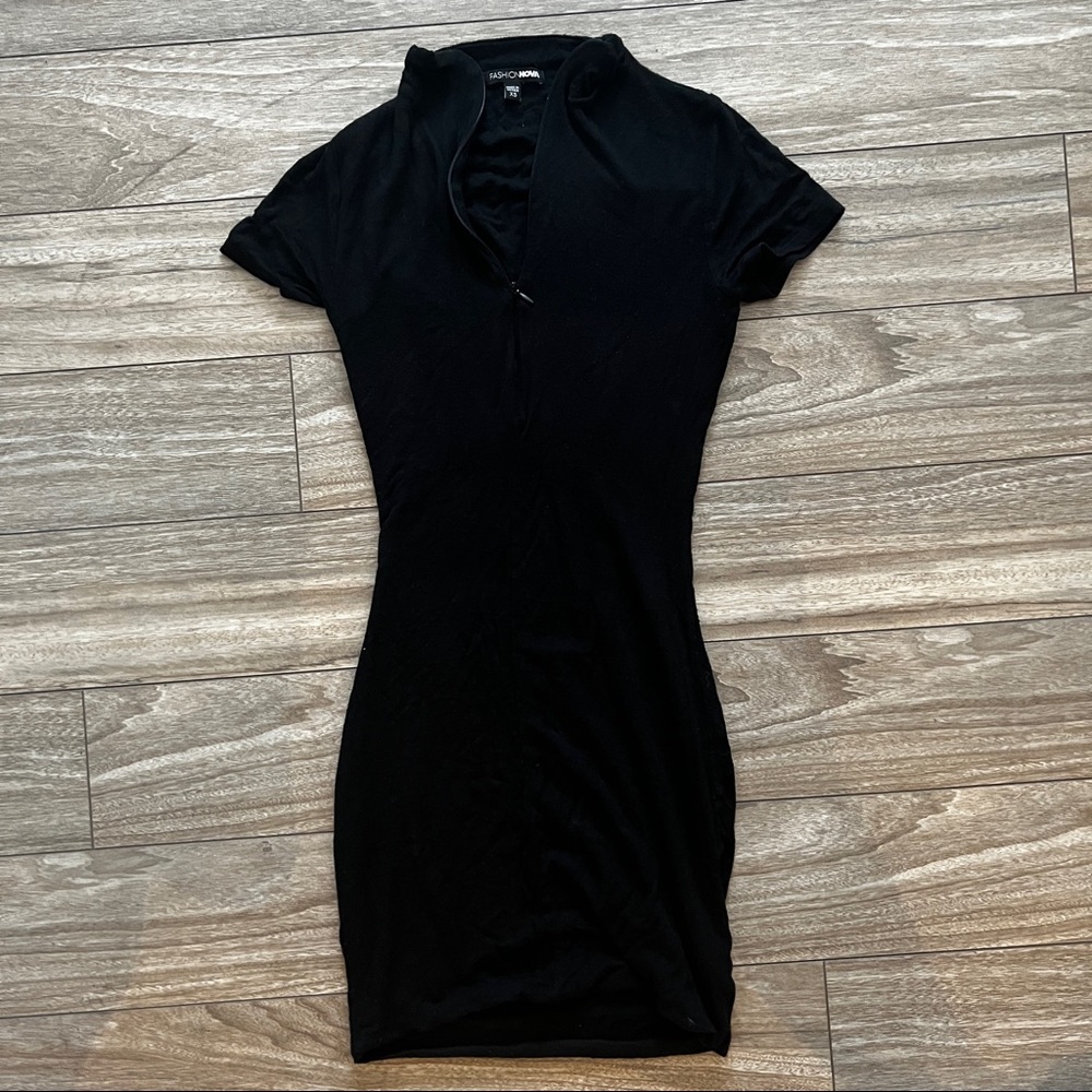 midi black dress with zipper